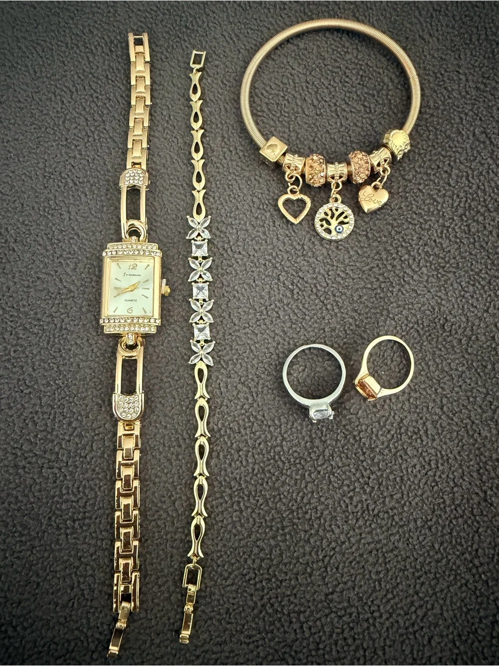 Gold-Tone Women's Charm Bracelet & Watch Set - Gold